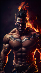 Fototapeta na wymiar illustration of Ares. Ancient Greek God Ares, god of war, the spirit of battle and courage in Greek Mythology. artwork, Non-existent person