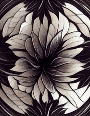 rice paper texture with flower drawn with black ink, japanese creative background , created with Generative AI technology