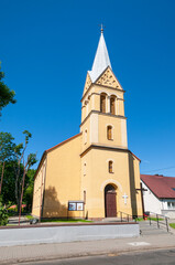 Fototapeta na wymiar Church st. John the Baptist in Lubrza, Lubusz Voivodeship, Poland