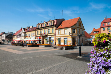 Market square in Zlotow, Greater Poland Voivodeship, Poland