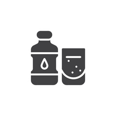 Bottle of water with glass vector icon