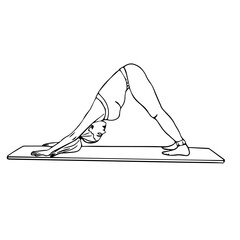 Asana adho mukha svanasana. Woman doing yoga. Line art of a woman in a "downward dog pose"