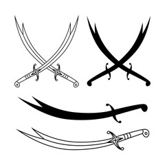arabic sword illustration. middle eastern army weapons Islamic sword symbol. Islamic icon. can be used for logos, designs, websites and posters. vectors