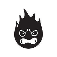 Evil character in the form of fire color line icon. Mascot of emotions.