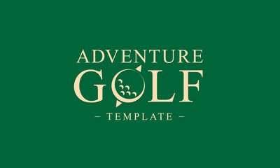 Golf adventure golf logo vector template on green field