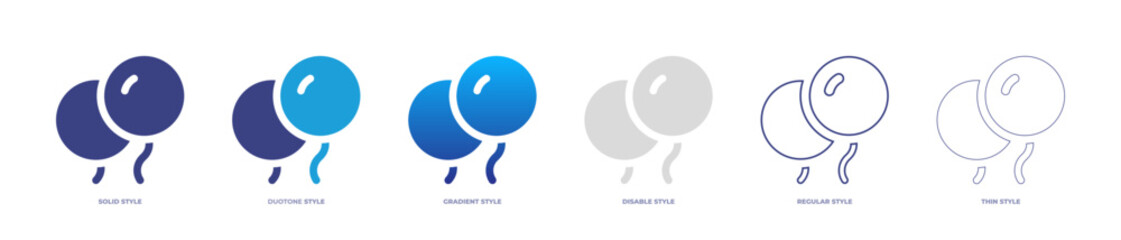 Balloon icon set full style. Solid, disable, gradient, duotone, regular, thin. Vector illustration and transparent icon.