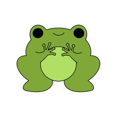 Rainy cute frog color illustration.