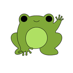 Rainy cute frog color illustration.