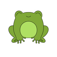 Rainy cute frog color illustration.