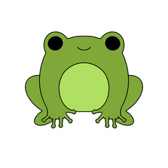 Rainy cute frog color illustration.