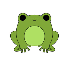 Rainy cute frog color illustration.