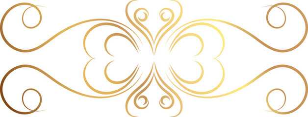 Golden delicate art deco ornament