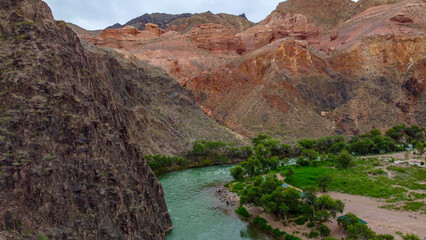 Charyn canyon, beauty in the canyons, canyon, river in the canyon
