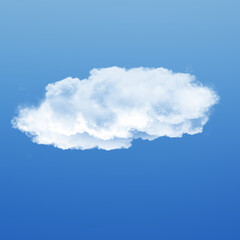 Single cloud over blue sky background, white fluffy cumulus cloud 