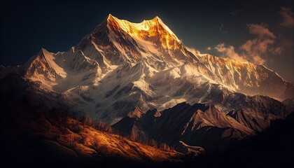 Beautiful Himalayan Mountains With Golden Hour Wallpaper Generated AI HD 4K