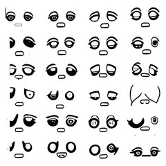 Set of different eyes styles collection