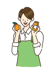 農業　女子　農家　みかん　イラスト　かわいい