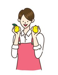 農業　女子　農家　みかん　イラスト　かわいい