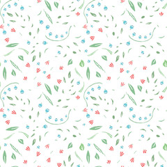 Seamless pattern with flowers. Doodle floral background. Spring pattern