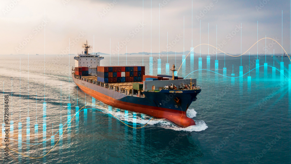 Canvas Prints container cargo ship global business logistics import export freight shipping transportation, contai - Canvas Prints