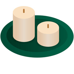 Isometric candles on a plate