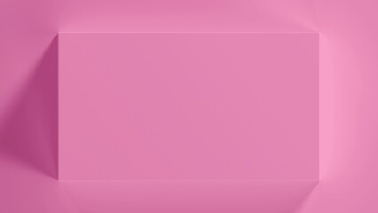 ピンク色の長方形の箱を俯瞰した3D背景テンプレート素材