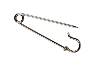 Beauty elegant safety pin broche isolated on white background.Top view