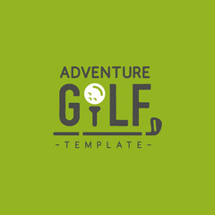 Golf logo adventure golf logo vector template on green field