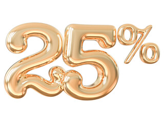25 Percentage of Sale . 3d Gold Number Percent with Generative AI