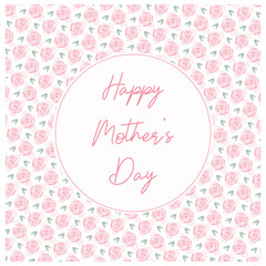 Happy Mother's Day. Mother's Day card with watercolor abstract pink roses. Square composition. Postcard
