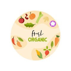 Healthy food vector illustration, Love Vegan illustration with vegetable icon