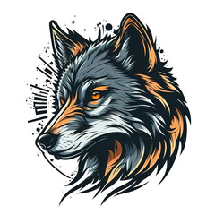 Fototapeta premium a wolf head flat logo illustration on transparent background