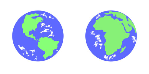 set of earth elements isolated on transparetn background, world map 