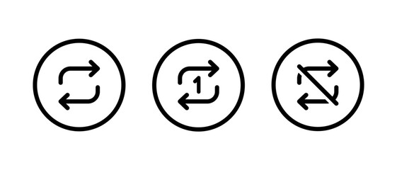 Repeat song icon set collection vector. Music button concept