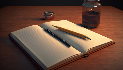 notebook pen on the table. Generative AI