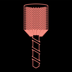 Neon drill bit auger in head drilling tool Milling machine spindle CNC factory red color vector illustration image flat style