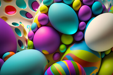 Fototapeta na wymiar Bright and Colorful Abstract Easter Eggs Background - Generative AI