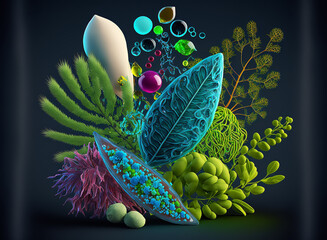 microbiology science research, concept art, Generative AI