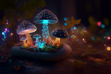 Closeup view of fantasy magical mushroom 