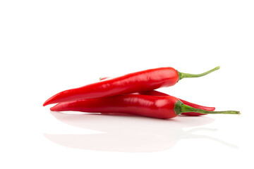 fresh red chili on white background