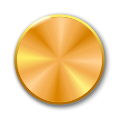 Realistic gold button isolated on a black background