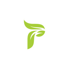 P Leaf Logo Design. P Organic Icon
