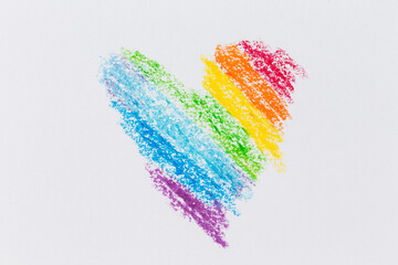 Rainbow heart crayon drawing
