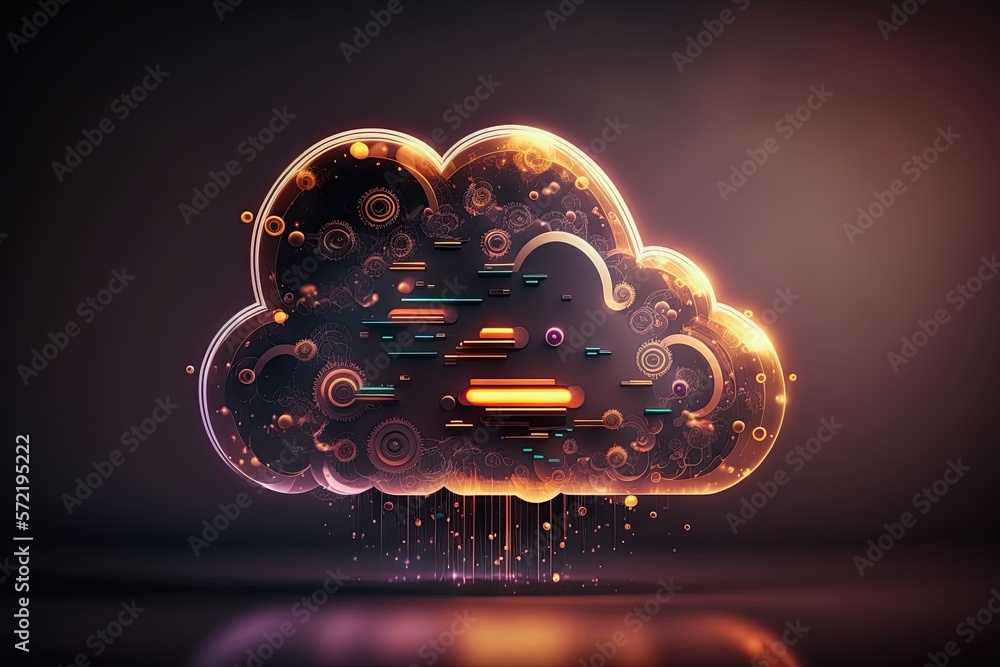 Poster cloud computing technology. futuristic technology background. generative ai