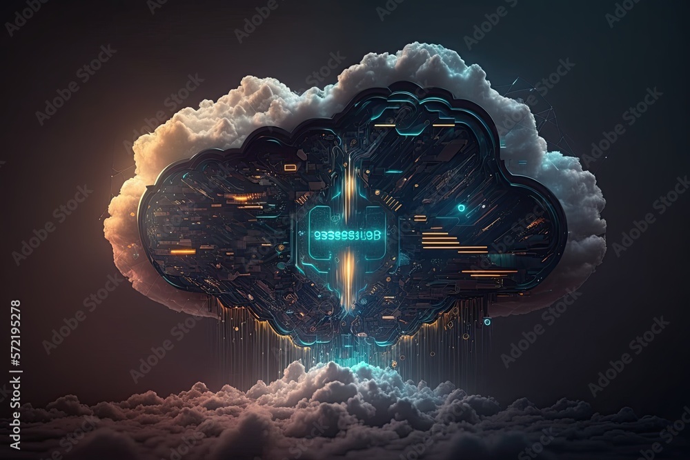 Poster cloud computing technology. futuristic technology background. generative ai