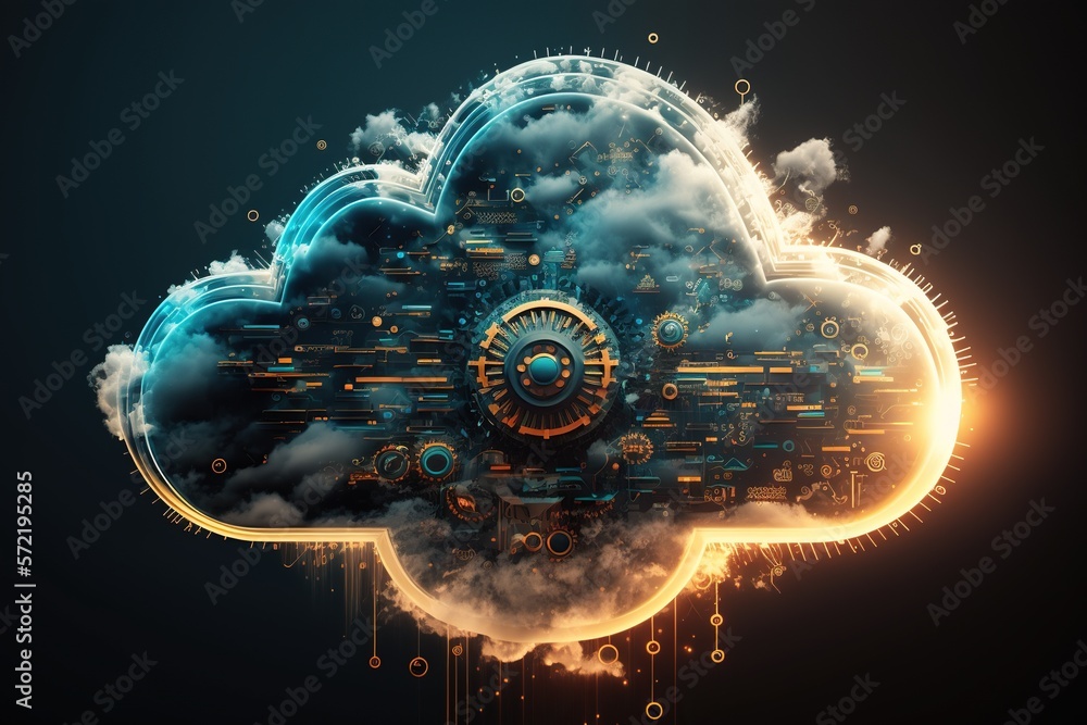 Poster cloud computing technology. futuristic technology background. generative ai