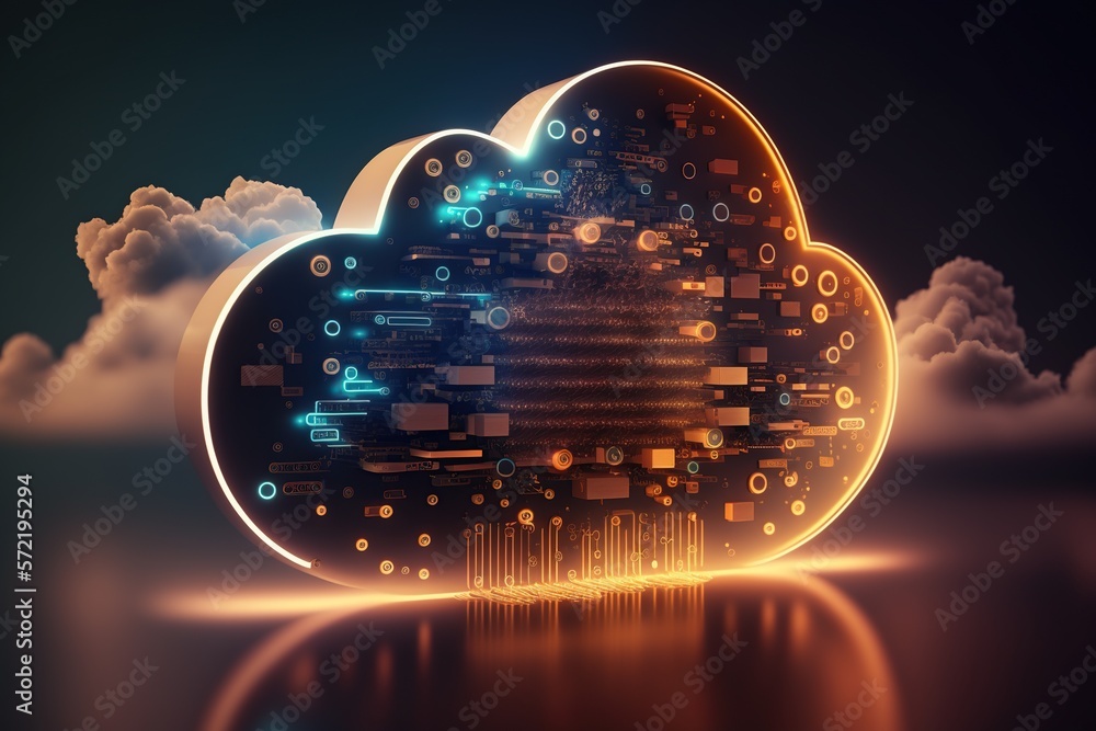 Poster cloud computing technology. futuristic technology background. generative ai