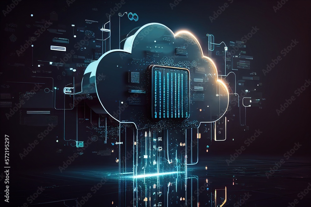 Poster cloud computing technology. futuristic technology background. generative ai