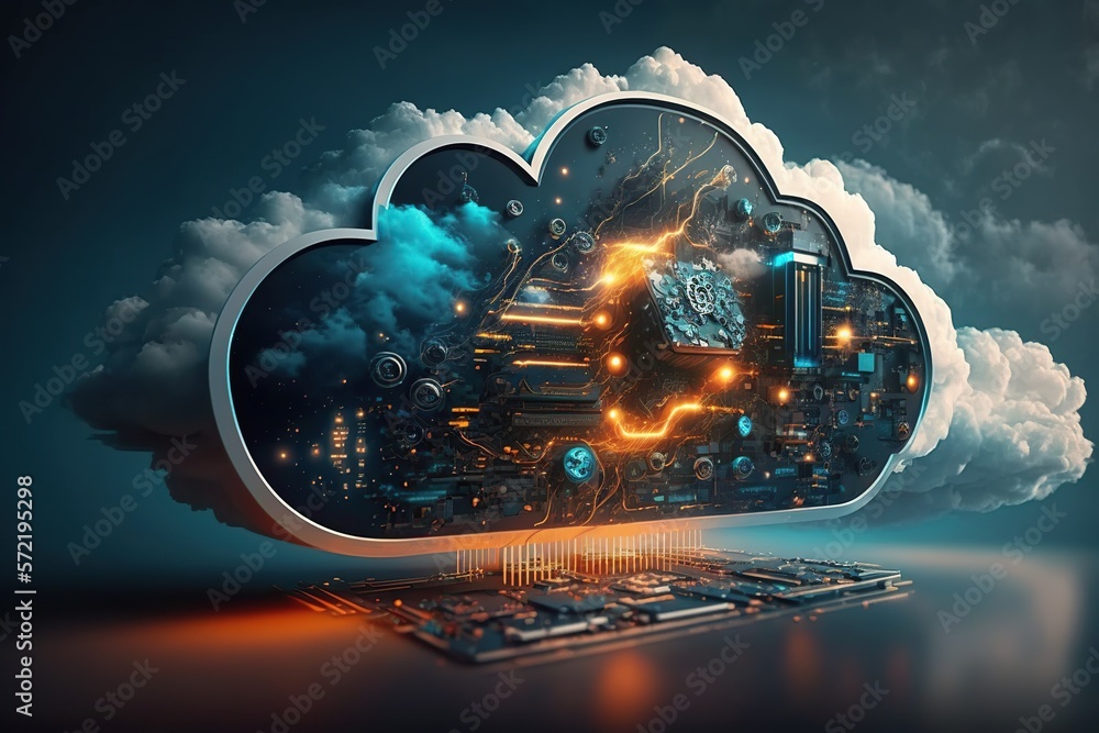 Aufkleber cloud computing technology. futuristic technology background. generative ai