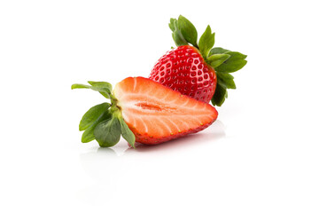 Red ripe strawberry fruits